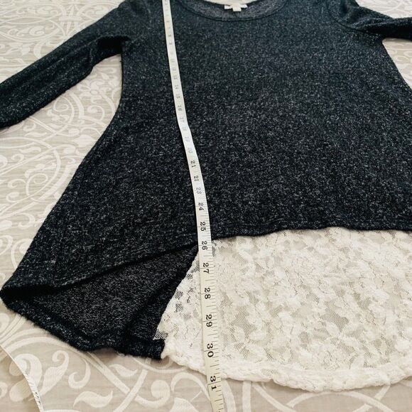 Charming Charlie Tunic Women Small Marbled Black Lace Goth Comfy Feminine Cozy - Picture 7 of 9